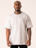 Throwback Oversized Fleece T-Shirt - Snow Grey Marl Clothing Ryderwear