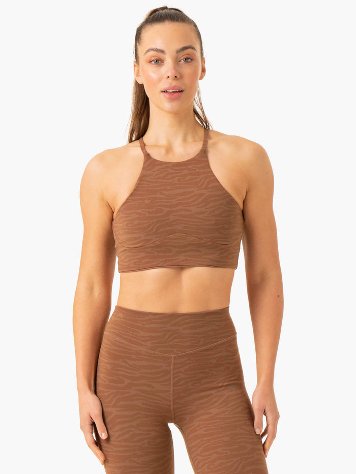 Transform Reversible Sports Crop - Chocolate Zebra Clothing Ryderwear
