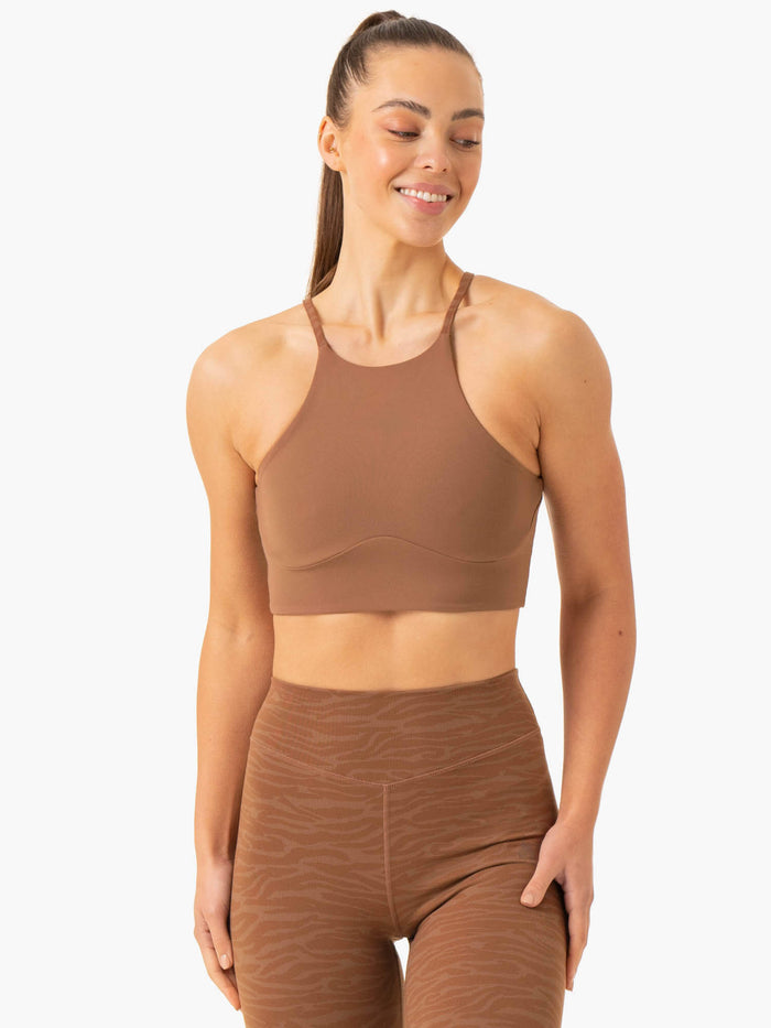 Transform Reversible Sports Crop - Chocolate Zebra Clothing Ryderwear