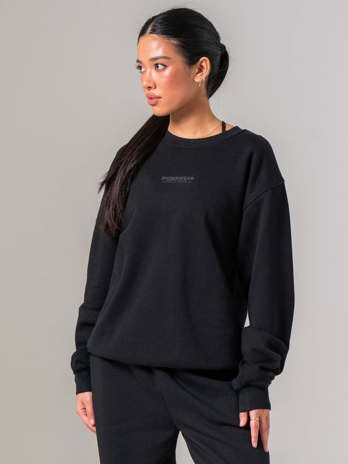 Unisex Crewneck - Black Clothing Ryderwear