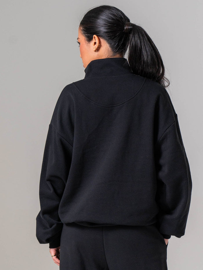 Unisex Fleece Half Zip - Black Clothing Ryderwear