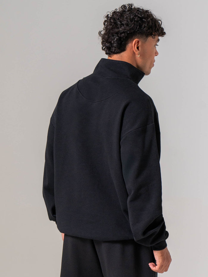 Unisex Fleece Half Zip - Black Clothing Ryderwear