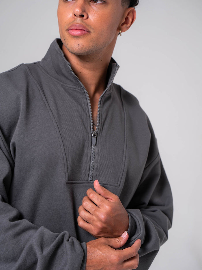 Unisex Fleece Half Zip - Charcoal Clothing Ryderwear