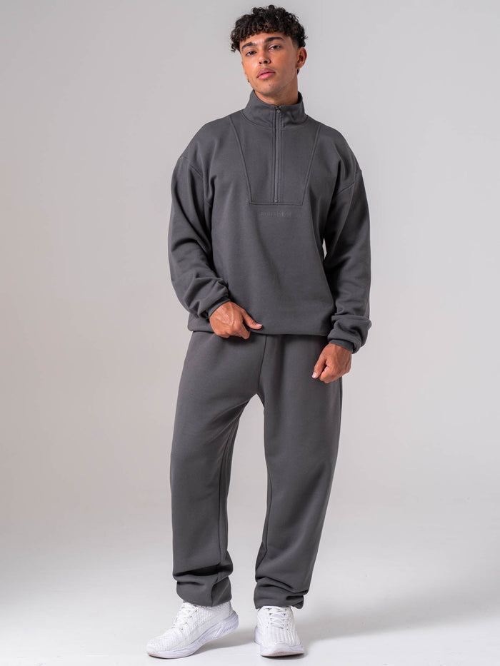 Unisex Fleece Half Zip - Charcoal Clothing Ryderwear