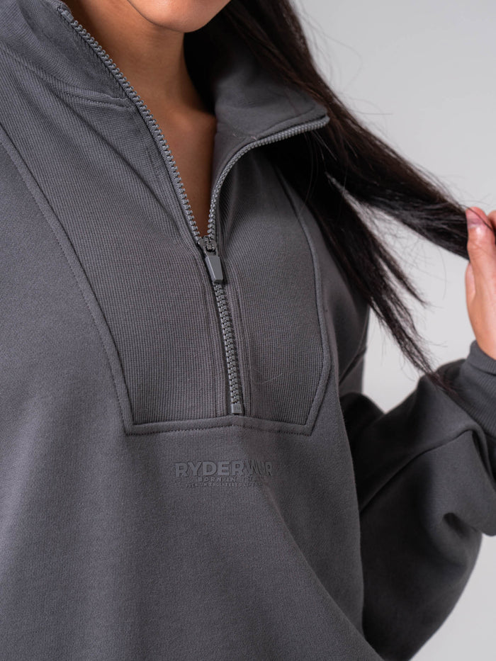 Unisex Fleece Half Zip - Charcoal Clothing Ryderwear