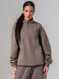 Unisex Fleece Half Zip - Deep Taupe Clothing Ryderwear