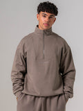 Unisex Fleece Half Zip - Deep Taupe Clothing Ryderwear