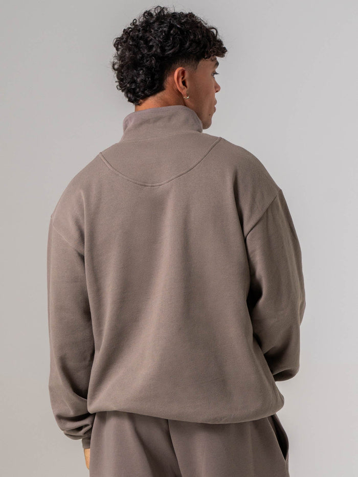 Unisex Fleece Half Zip - Deep Taupe Clothing Ryderwear