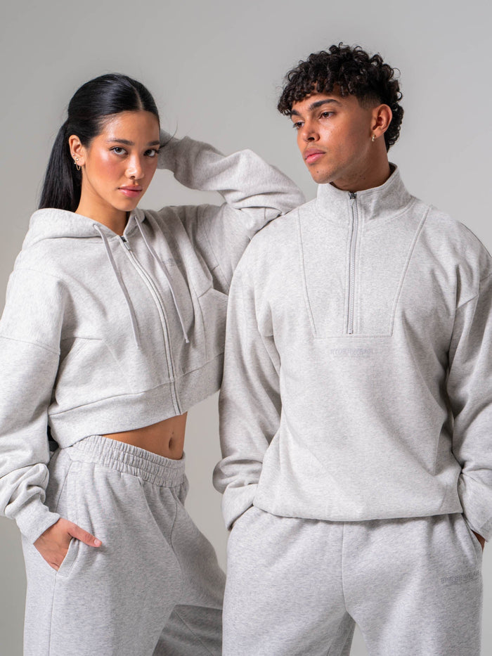 Unisex Fleece Half Zip - Snow Marle Clothing Ryderwear
