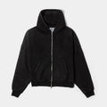 Washed Full Zip Mens Hoodie (Black/Black)