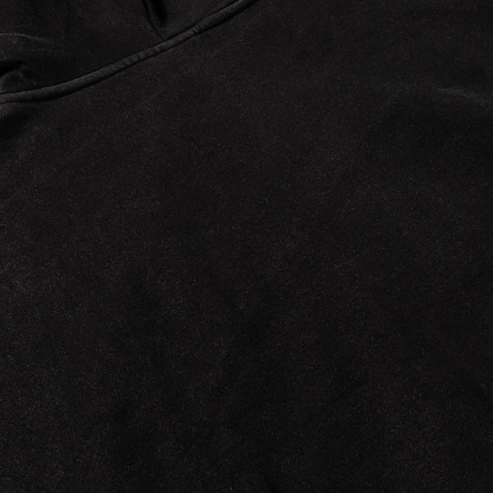 Washed Full Zip Mens Hoodie (Black/Black)
