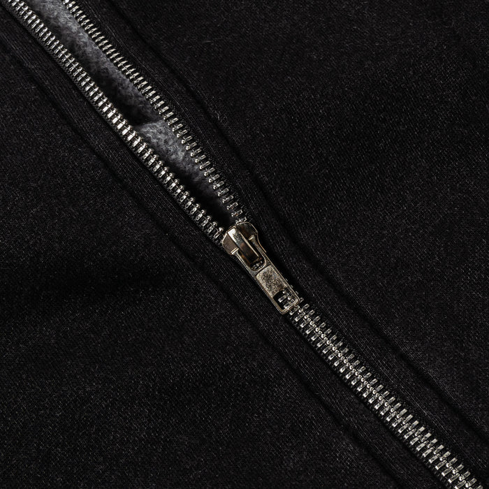 Washed Full Zip Mens Hoodie (Black/Black)