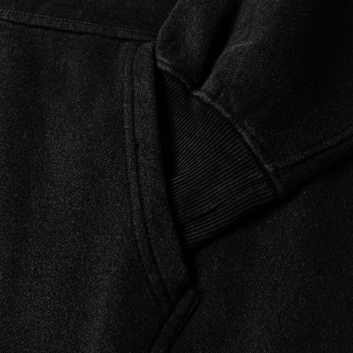 Washed Full Zip Mens Hoodie (Black/Black)