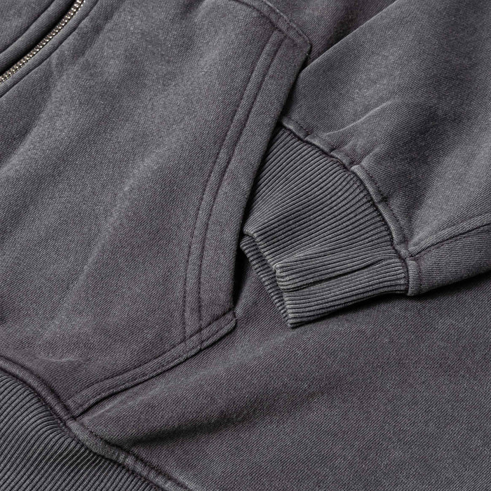 Washed Full Zip Mens Hoodie (Grey)