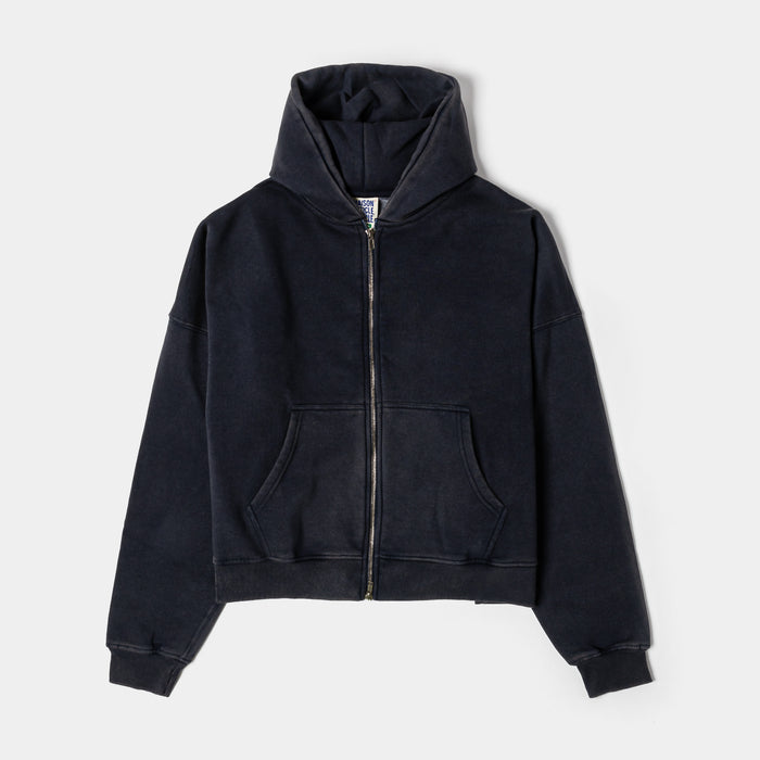 Washed Full Zip Mens Hoodie (Navy)