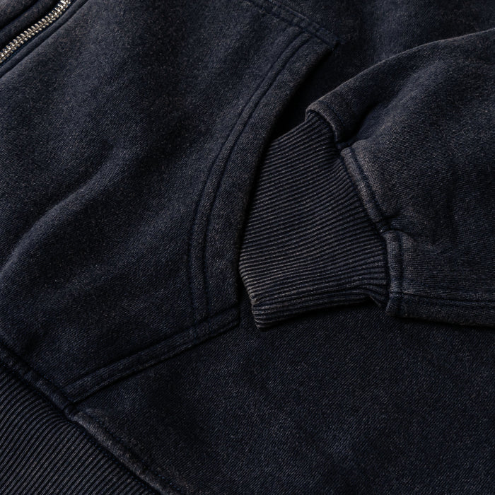 Washed Full Zip Mens Hoodie (Navy)