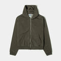 Washed Full Zip Mens Hoodie (Olive)