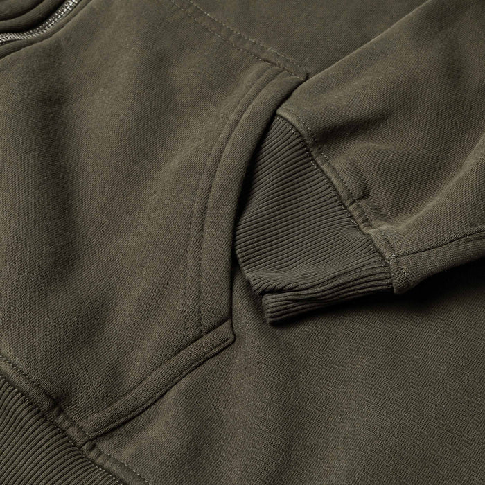 Washed Full Zip Mens Hoodie (Olive)