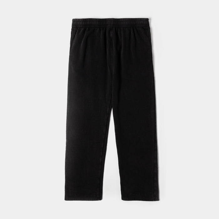 Washed Wide Leg Fleece Mens Pants (Black)