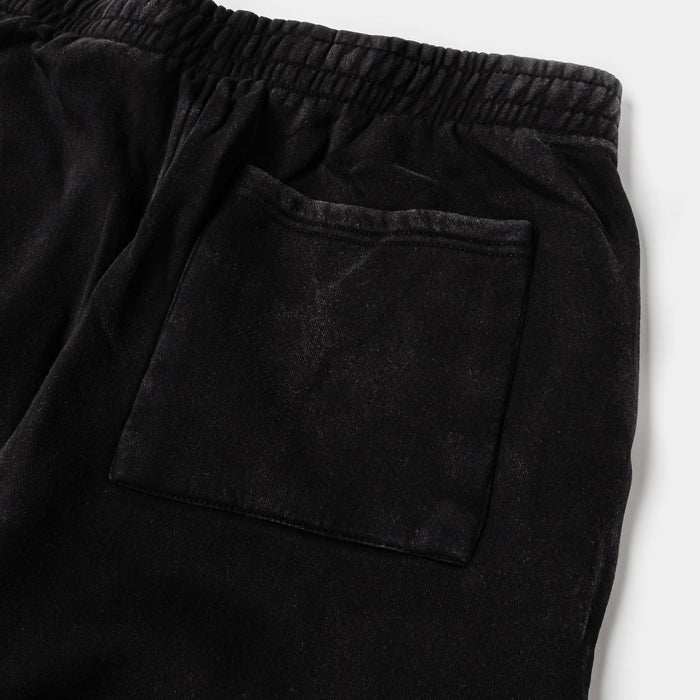 Washed Wide Leg Fleece Mens Pants (Black)