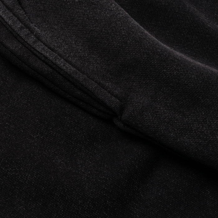 Washed Wide Leg Fleece Mens Pants (Black)