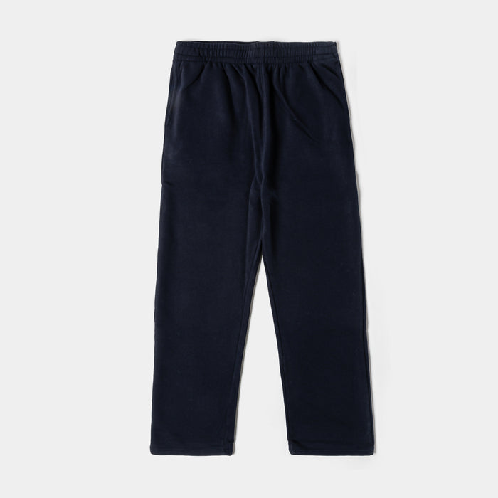 Washed Wide Leg Fleece Mens Pants (Navy)
