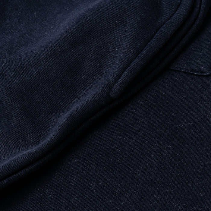Washed Wide Leg Fleece Mens Pants (Navy)