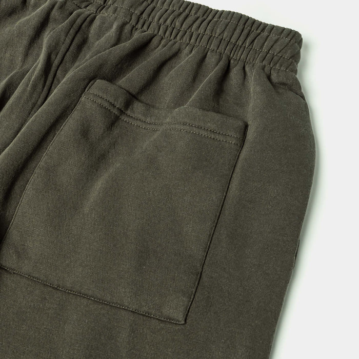Washed Wide Leg Fleece Mens Pants (Olive/Olive)