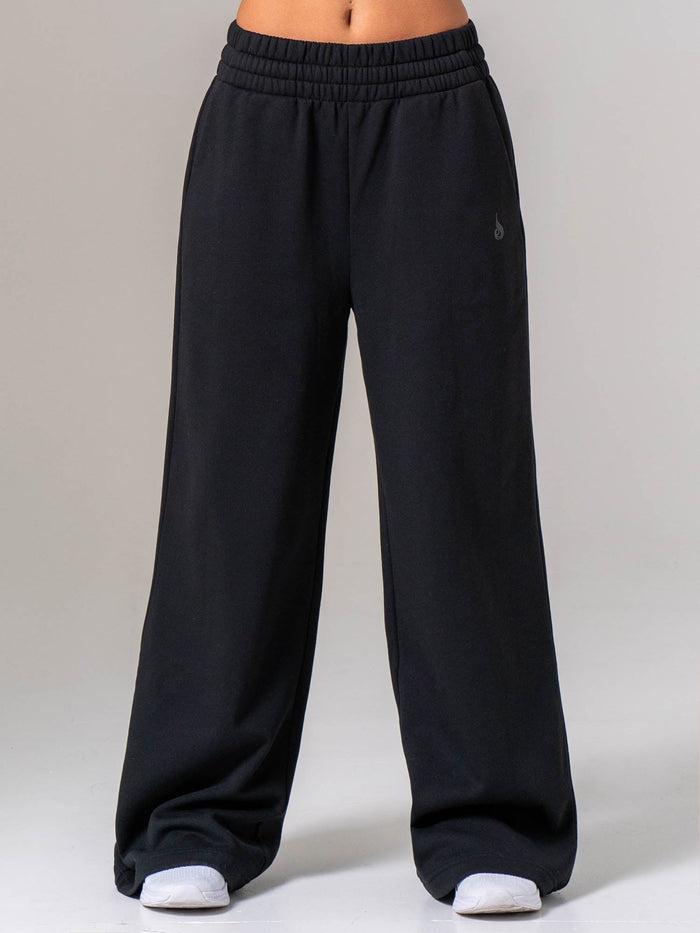 Womens Wide Leg Trackpant - Black Clothing Ryderwear