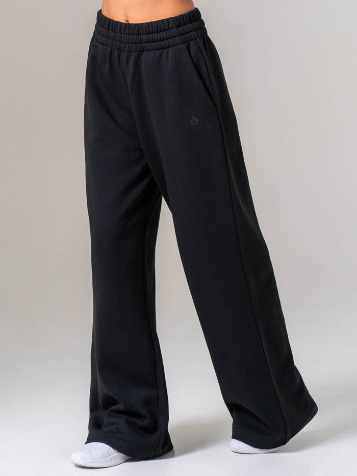 Womens Wide Leg Trackpant - Black Clothing Ryderwear