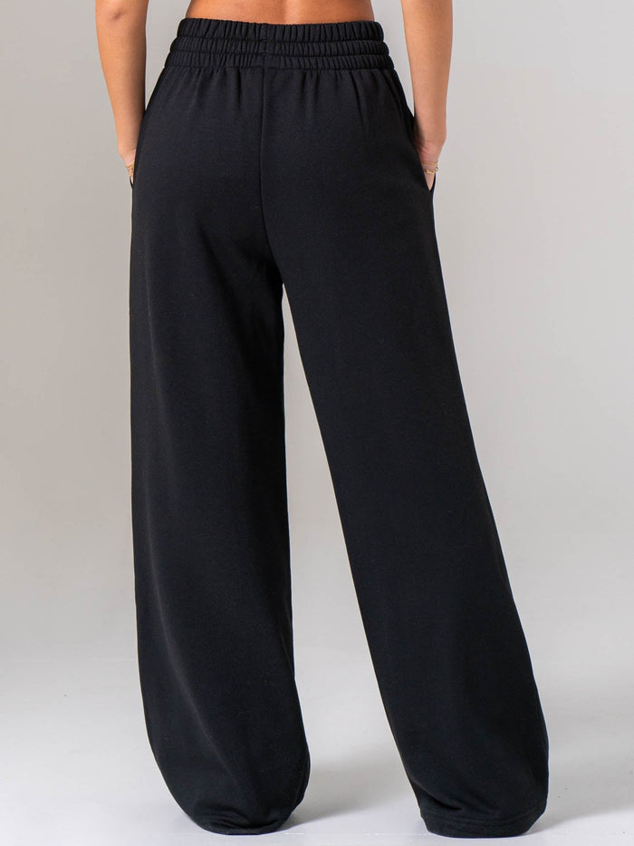 Womens Wide Leg Trackpant - Black Clothing Ryderwear