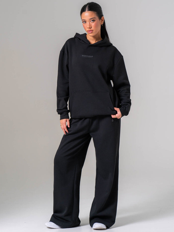Womens Wide Leg Trackpant - Black Clothing Ryderwear