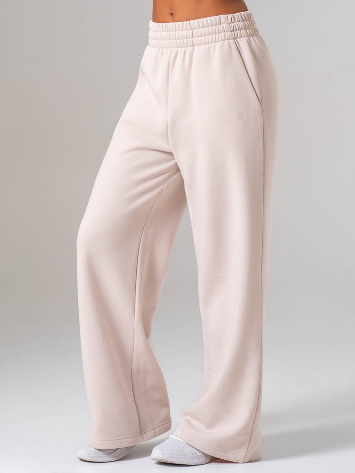 Womens Wide Leg Trackpant - Oatmeal Clothing Ryderwear