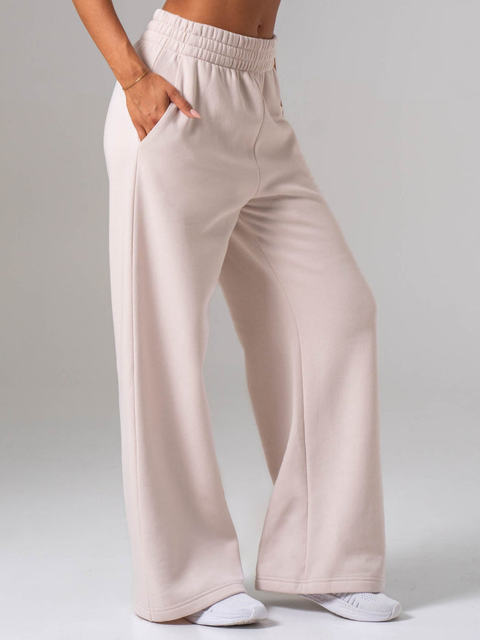 Womens Wide Leg Trackpant - Oatmeal Clothing Ryderwear
