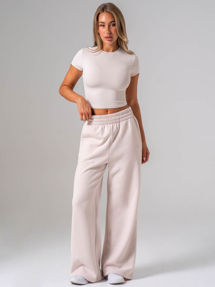 Womens Wide Leg Trackpant - Oatmeal Clothing Ryderwear
