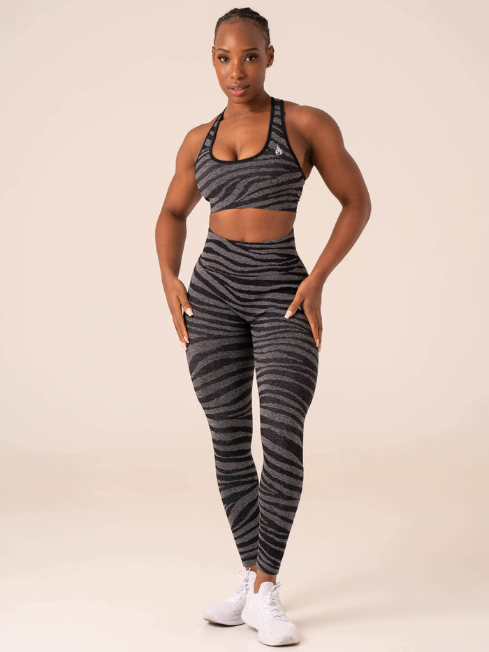 Zebra Seamless Sports Bra - Grey Marl / Black Zebra Clothing Ryderwear