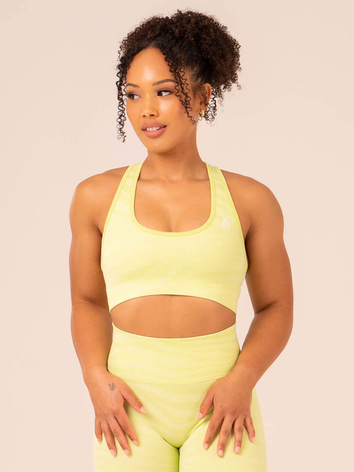 Zebra Seamless Sports Bra - Lime Zebra Clothing Ryderwear
