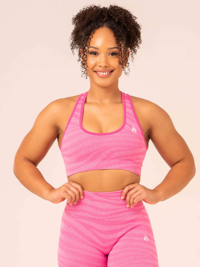 Zebra Seamless Sports Bra - Pink Zebra Clothing Ryderwear